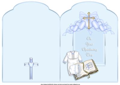 Boys Christening Scalloped Top Quick Card