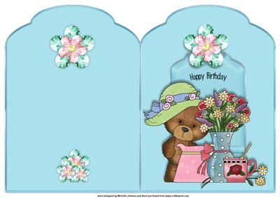 Birthday Bear Scalloped Top Quick Card