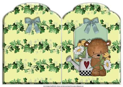 Teddy in the Garden Scalloped Top Quick Card