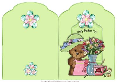 Mother Day Teddy Scalloped Top Quick Card
