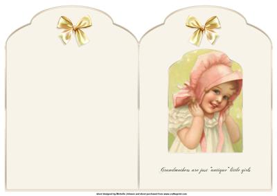 Grandmother Vintage Girl Scalloped Top Quick Card