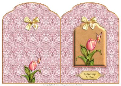 Tulips and Butterflies Scalloped Top Quick Card