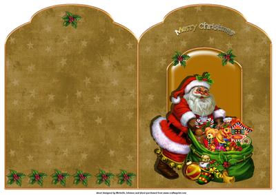 Santa and His Sack Scalloped Top Quick Card