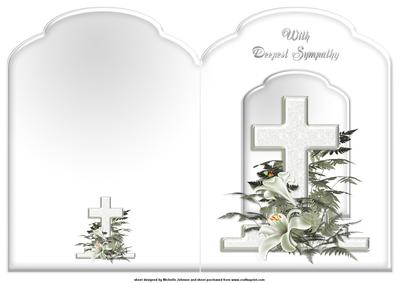 Sympathy Cross and Lilies Scalloped Top Quick Card