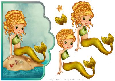 Little Mermaid Scalloped Edge Envelope Card