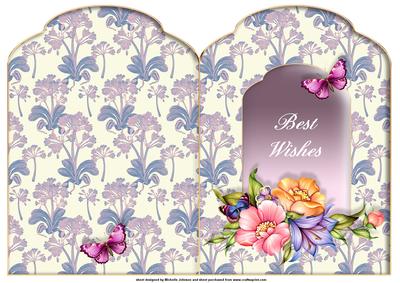 Pretty Butterflies and Flower Scalloped Top Quick Card