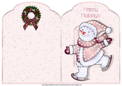 Skating Snowman Scalloped Top Quick Card