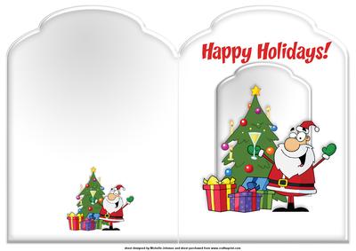 Santas Happy Holidays Scalloped Top Quick Card