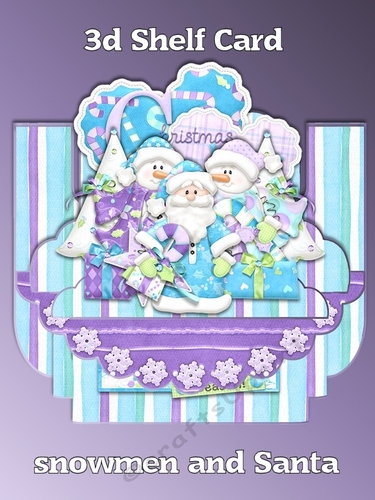 Snowmen and Santa 3D Shelf Card with Card Box