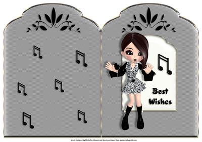Cookie in a Music Note Dress Scalloped Top Quick Card