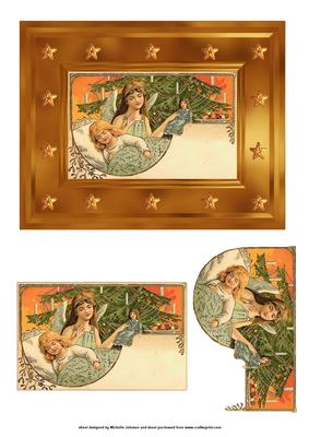 Vintage Christmas Angel Card Front with Decoupage