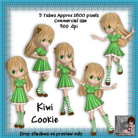 5 Cute Kiwi Cookie Poser Tubes