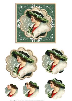 Vintage Lady Christmas Topper with Scalloped Pyramage