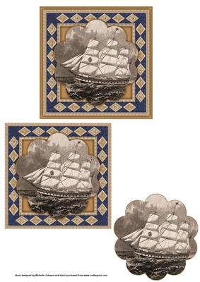 Vintage Ship Topper with Quick Decoupage