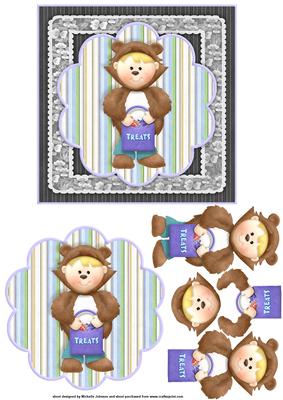 Fancy Dress Teddy Bear Topper with Decoupage