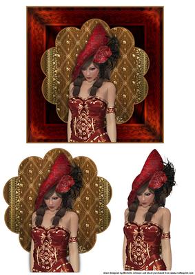 Red Hat Lady Topper with Quick Decoupage