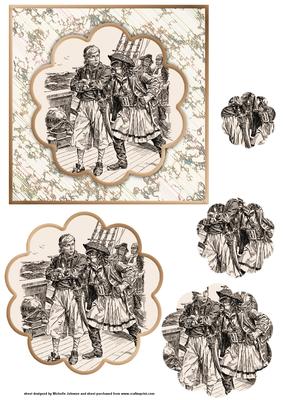 Men at Sea Vintage Topper with Scalloped Pyramage