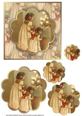 Sneaking at Christmas Vintage Topper with Scalloped Pyramage