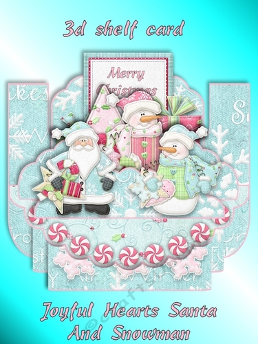 Joyful Hearts Santa and Snowman 3D Shelf Card with Card Box
