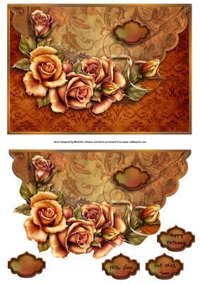 Autumn Roses Scalloped Edge Envelope Card
