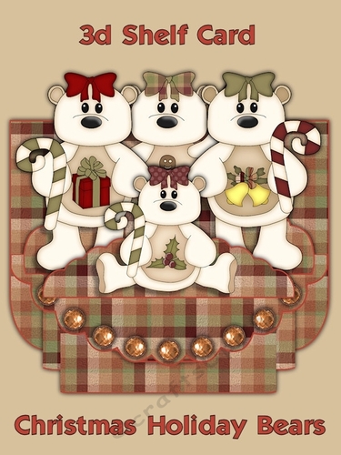 Christmas Holiday Bears 3D Shelf Card with Card Box