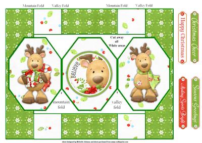 Cute Reindeer Octagon Pop Out Card