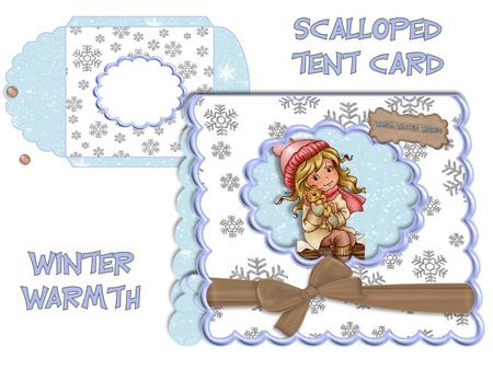 Winter Warmth Christmas or Birthday Scalloped Tent Card Kit