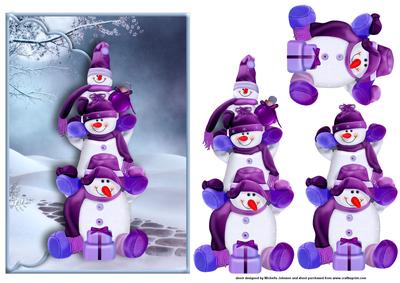Snowman Totem Card Front with Decoupage
