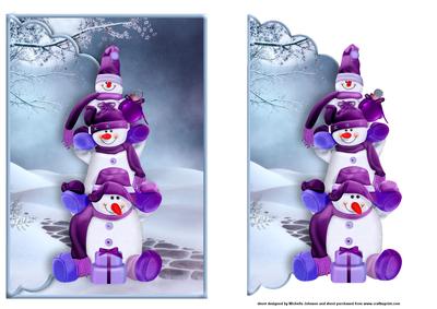 Snowman Totem Scalloped Edge Faux Envelope Card
