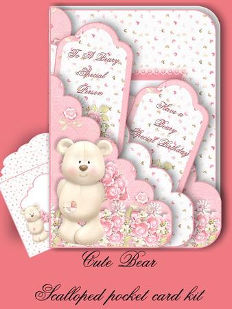 Cute Bear Scallop Pocket Card Kit with Envelope
