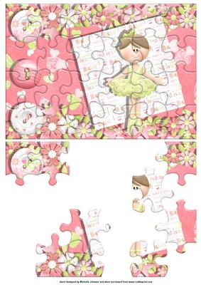 Cute Ballerina Jigsaw Puzzle Card Front