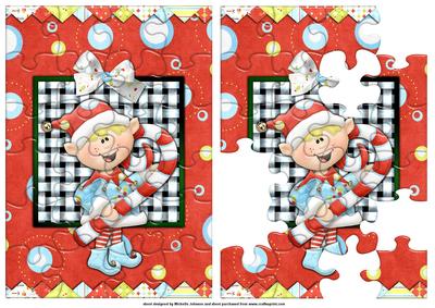 Christmas Elf Jigsaw Puzzle Card Front