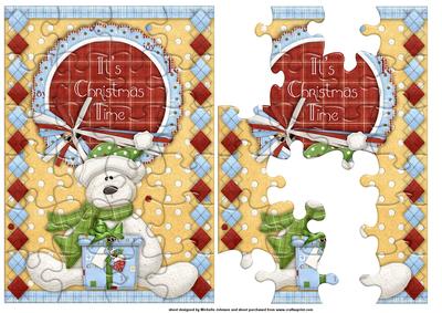 It's Christmas Time Bear Jigsaw Puzzle Card Front