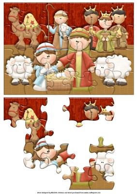 Nativity Scene Jigsaw Puzzle Card Front