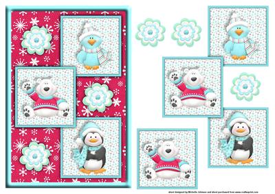 Christmas Animals Three Square Quick Card