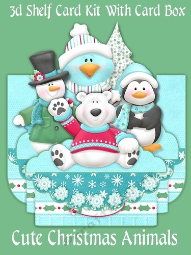 Cute Christmas Animals 3D Shelf Card with Card Box