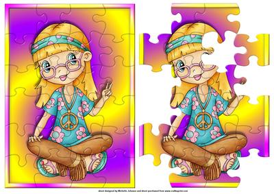 Hippie Chick Jigsaw Puzzle Quick Card Front