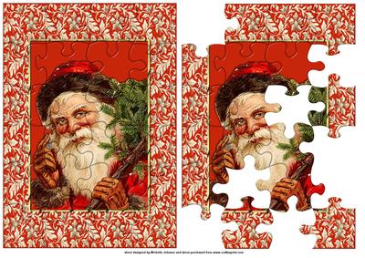 Vintage Santa Jigsaw Puzzle Quick Card Front