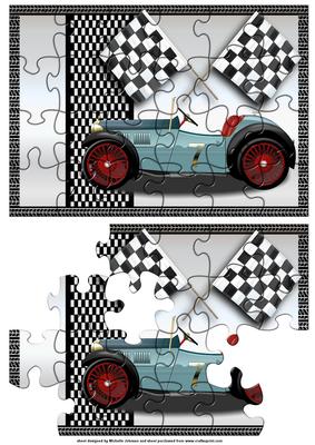 Old Vintage Racing Car Jigsaw Puzzle Quick Card Front