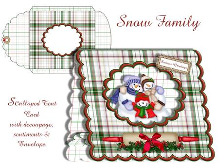 Snow Family Scalloped Tent Card with Envelope