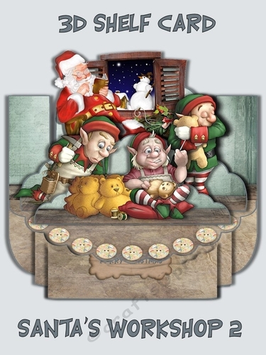 Santas Workshop 2 3D Shelf Card with Card Box