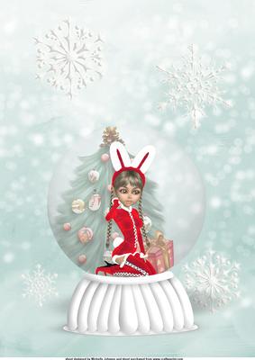 Snowbunny Snow Globe A4 Card