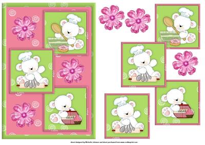 Baking Polar Bears Three Square Quick Card
