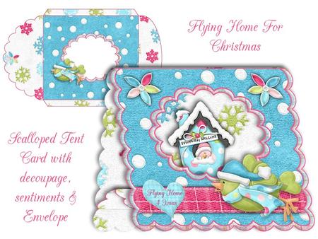 Flying Home for Christmas Scalloped Tent Card with Envelope