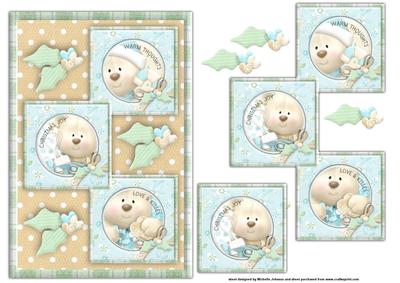 Christmas Bears Three Square Quick Card Front