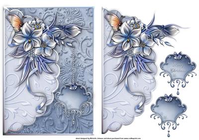 Winter Flowers Scalloped Edge Faux Envelope Card