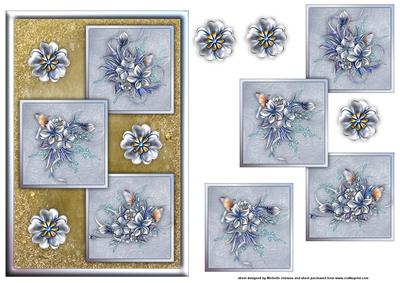 Winter Flowers Three Square Quick Card