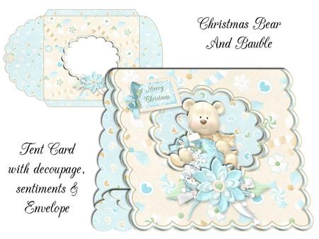 Christmas Bear and Bauble Scalloped Tent Card with Envelope