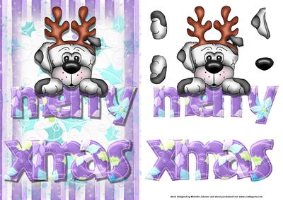 Excited for Christmas Card Front with Decoupage