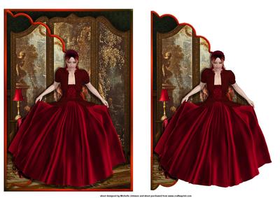 Red Elegance Scalloped Edge Faux Envelope Card